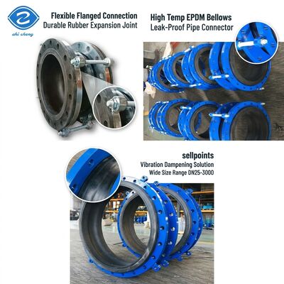 Epdm Bellows Expansion Joint High Temperature Flexible Flange Connection NR لاستیک