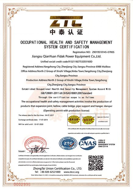 چین Jiangsu Qianyuanfeida  electric equipment Co.,Ltd گواهینامه ها